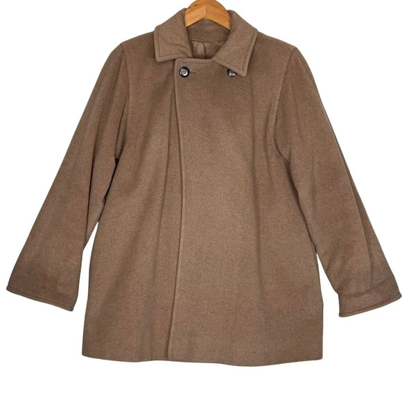 Cashmere Womens Tan Double-Breasted Lined Coat Size M Academia Timeless Luxury